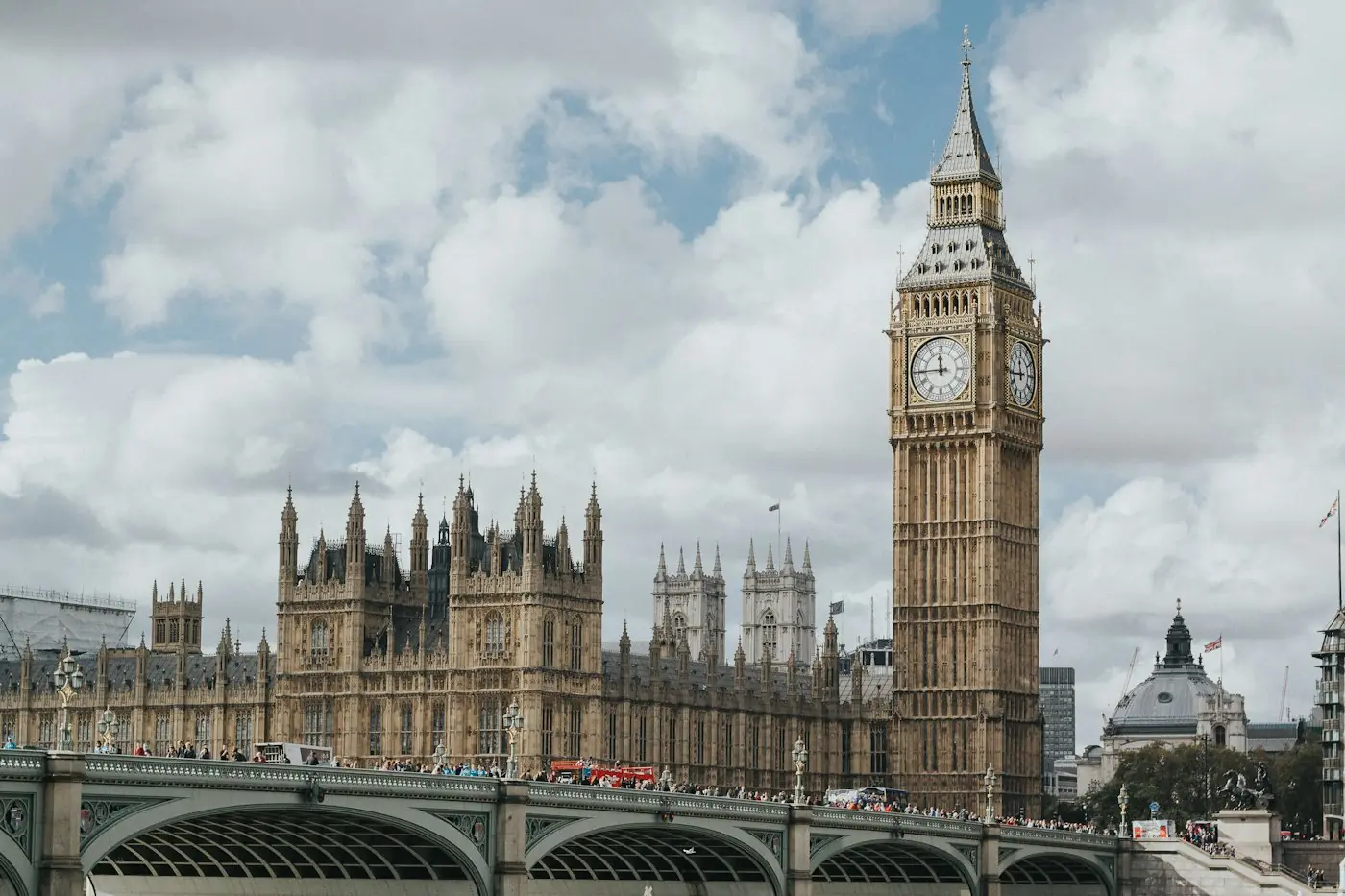 Houses of Parliament and Westminster Bridge in London